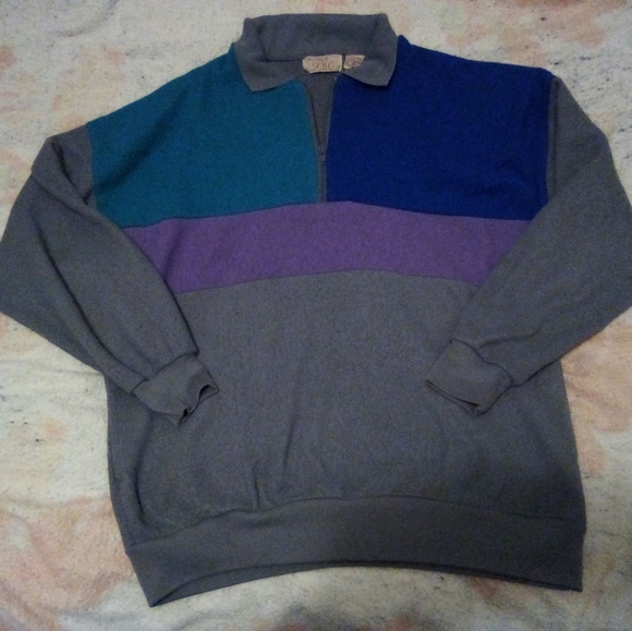 Vintage GBC XXL Mens Grey Blue and Green Full Zip Collared Long Sleeve Jacket - Picture 1 of 12